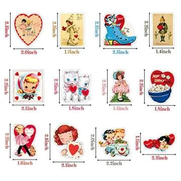 B2jkae 52Pcs Vintage Valentine's Day Vinyl Stickers Set