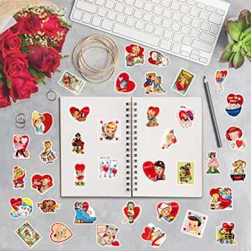 B2jkae 52Pcs Vintage Valentine's Day Vinyl Stickers Set