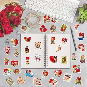 B2jkae 52Pcs Vintage Valentine's Day Vinyl Stickers Set