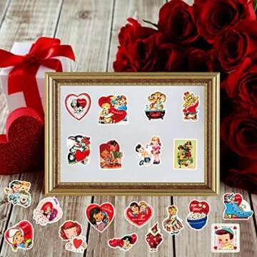 B2jkae 52Pcs Vintage Valentine's Day Vinyl Stickers Set