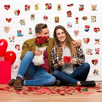 B2jkae 52Pcs Vintage Valentine's Day Vinyl Stickers Set