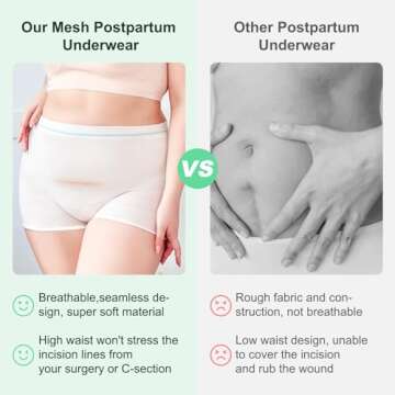 12 Pack Mesh Underwear Postpartum High Waist,Washable,Breathable C-Section Underwear for Delivery, Surgical Mesh Panties
