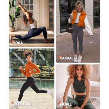 GAYHAY Leggings with Pockets for Women - 19" / 25" Yoga Pants High Waist Tummy Control Compression for Workout Dark Grey