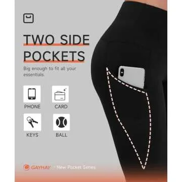 GAYHAY Leggings with Pockets for Women - 19" / 25" Yoga Pants High Waist Tummy Control Compression for Workout Dark Grey