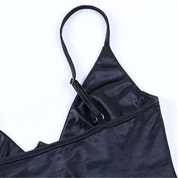 Meladyan Women's Sexy Satin Spaghetti Strap Crop Top