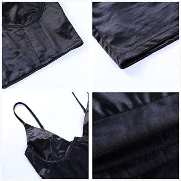 Meladyan Women's Sexy Satin Spaghetti Strap Crop Top