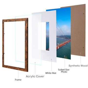 eletecpro 12x12 Picture Frames Set of 9 Classic Gallery Wall Frame Set Displays 8x8 Photo with Mat o...