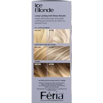L'Oreal Paris Feria Long-Lasting Anti Brass Power Hair Toner, Ammonia Free Demi Permanent Hair Color, Ice Blonde Hair Toner, 1 Application
