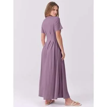 ANRABESS Women's Casual Dress Short Sleeve A-Line Maxi