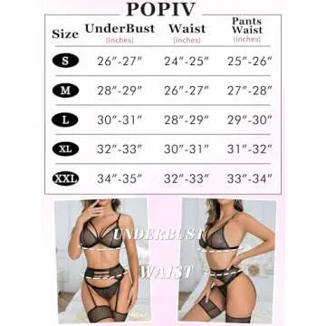 popiv Women's Sexy Lingerie Set with Garter Belt in Red