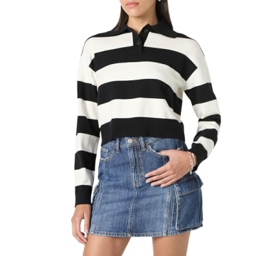 The Drop Women’s Joan Splitneck Polo Long Sleeve Sweater - Stylish Plus Size Top