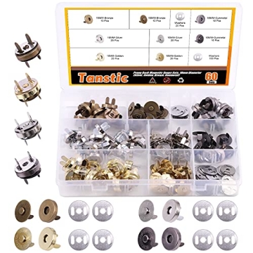 Tanstic 60 Sets 18mm 4 Color Magnetic Button Clasps Snaps Fastener Clasps Button Knitting Buttons Se...