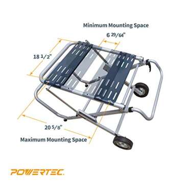 POWERTEC Table Saw Stand with Wheels, Portable Table Saw Stand w/ 330Lbs Load Capacity, Foldable Design for Easy Storage in Garage, Compatible with Dewalt Table Saw (MT4009)
