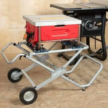 POWERTEC Table Saw Stand with Wheels, Portable Table Saw Stand w/ 330Lbs Load Capacity, Foldable Design for Easy Storage in Garage, Compatible with Dewalt Table Saw (MT4009)