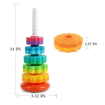 LBAIBB (1 PCS) Spinning Stacking Toys,Spin Toys for Toddlers 1-3,Sensory Toys for Toddlers 1-3,Rainbow Spin Tower,Autism Spin Stack Toys,Suitable for Gifts for Boys and Girl