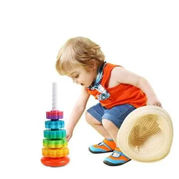 LBAIBB (1 PCS) Spinning Stacking Toys,Spin Toys for Toddlers 1-3,Sensory Toys for Toddlers 1-3,Rainbow Spin Tower,Autism Spin Stack Toys,Suitable for Gifts for Boys and Girl