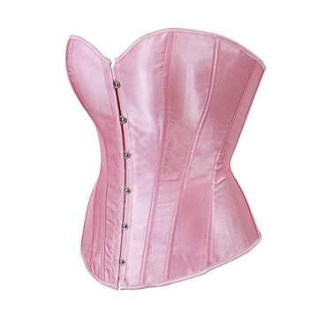 Women's Bustier Corset Top Sexy Lingerie Sets Pink Satin Waist Cincher