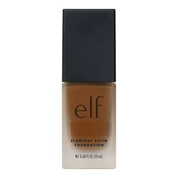 e.l.f. Flawless Satin Foundation, Lightweight & Medium Coverage, Semi-Matte Finish, Vegan & Cruelty-Free, Nutmeg, 0.68 Fl Oz (20mL)