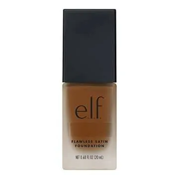 e.l.f. Flawless Satin Foundation, Lightweight & Medium Coverage, Semi-Matte Finish, Vegan & Cruelty-Free, Nutmeg, 0.68 Fl Oz (20mL)
