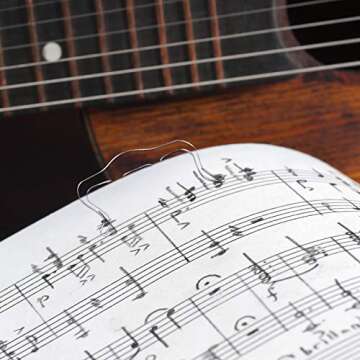 4 Pieces Music Book Clip Acrylic Music Page Holder Bookmark Wind Clips for Piano Sheet Keyboard Kids Classroom School Reading Books (Transparent)
