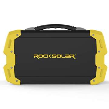 ROCKSOLAR RS650 444Wh Lithium Battery, 400W Heavy Duty AC, USB, DC, and Cigarette Lighter Output Solar Powered Generator, Yellow & Black