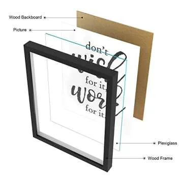 ArtbyHannah 6-Pack Inspirational Office Wall Decor, Gallery Wall Frame Set with Black White Motivational Quote & Saying Prints for Gym or Home Decor, Multi-Size 9.5x12-2pcs, 8x9.5-2pcs, 8x8-2pcs