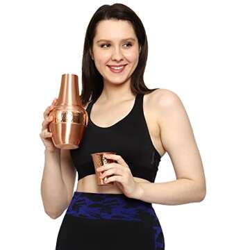 Pure Copper Bedside Water Carafe with Tumbler, For Ayurveda Health Benefits - Capacity - 1.4 Lt. (47.3 US Fluid Ounce)