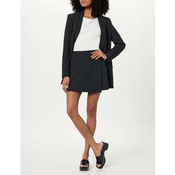 The Drop Women's Kamila A-Line Mini Skort, Black, M