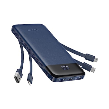 10000mAh Portable Charger with Built-In Cables