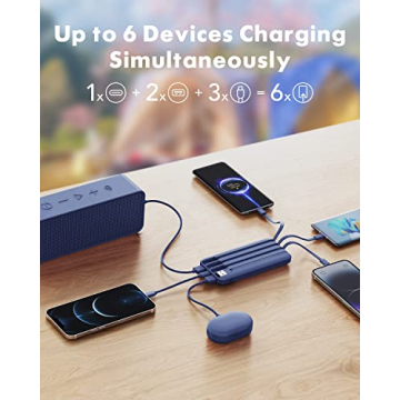 10000mAh Portable Charger with Built-In Cables