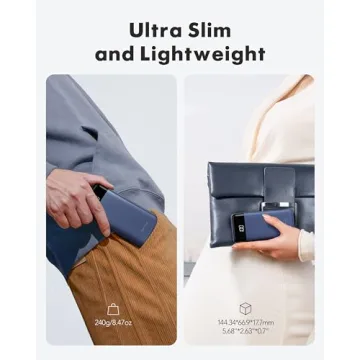 10000mAh Portable Charger with Built-In Cables