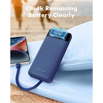 10000mAh Portable Charger with Built-In Cables