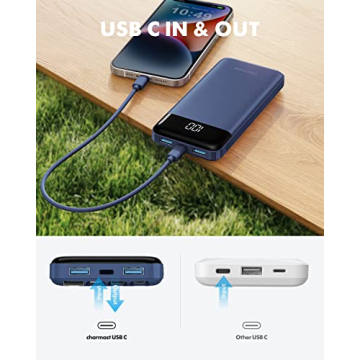 10000mAh Portable Charger with Built-In Cables