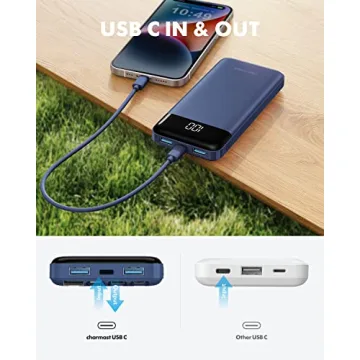10000mAh Portable Charger with Built-In Cables