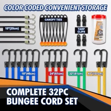 Cartman 32 Piece Bungee Cords Assortment Secure Bundling
