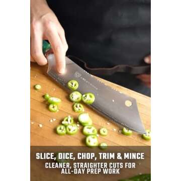 Dalstrong Chef & Cleaver Hybrid Knife - The 'Crixus' - 8 inch - Valhalla Series - 9CR18MOV HC Steel - Celestial Resin & Wood Handle - Razor Sharp Chef's Knife - w/Leather Sheath