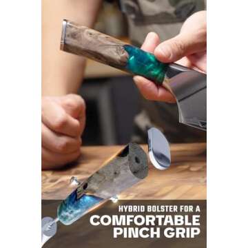 Dalstrong Chef & Cleaver Hybrid Knife - The 'Crixus' - 8 inch - Valhalla Series - 9CR18MOV HC Steel - Celestial Resin & Wood Handle - Razor Sharp Chef's Knife - w/Leather Sheath