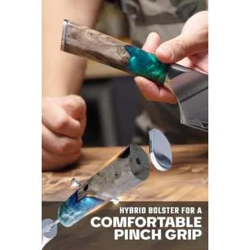 Dalstrong Chef & Cleaver Hybrid Knife - The 'Crixus' - 8 inch - Valhalla Series - 9CR18MOV HC Steel - Celestial Resin & Wood Handle - Razor Sharp Chef's Knife - w/Leather Sheath