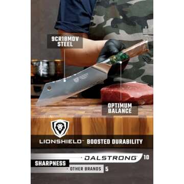 Dalstrong Chef & Cleaver Hybrid Knife - The 'Crixus' - 8 inch - Valhalla Series - 9CR18MOV HC Steel - Celestial Resin & Wood Handle - Razor Sharp Chef's Knife - w/Leather Sheath