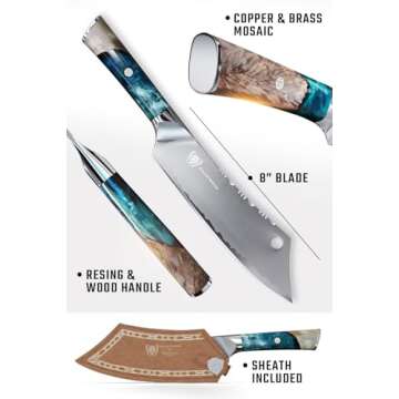 Dalstrong Chef & Cleaver Hybrid Knife - The 'Crixus' - 8 inch - Valhalla Series - 9CR18MOV HC Steel - Celestial Resin & Wood Handle - Razor Sharp Chef's Knife - w/Leather Sheath