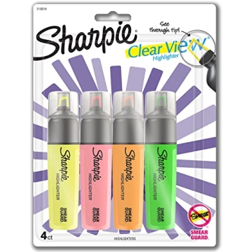 Sharpie Clear View Highlighters Vibrant Smear-Resistant Chisel Tip