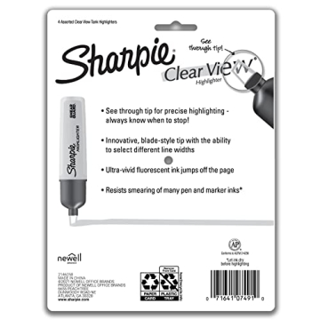 Sharpie Clear View Highlighters Vibrant Smear-Resistant Chisel Tip