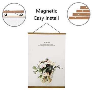 Miaowater Magnetic Teak Wood Poster Frame Set for Art Display