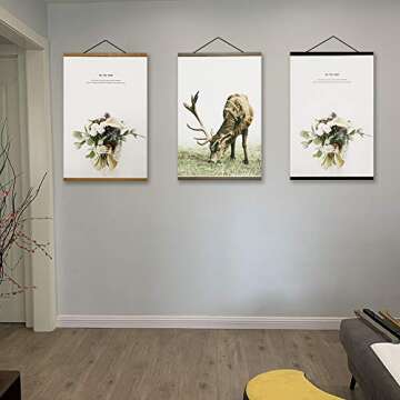 Miaowater Magnetic Teak Wood Poster Frame Set for Art Display