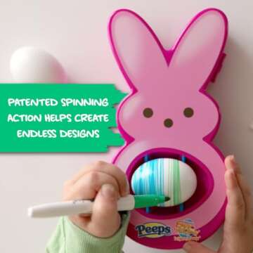 The Eggmazing Egg Decorator - Peeps Bunny - Arts and Craft Set Includes 6 Colorful Quick Drying, Non-Toxic Markers - Pink