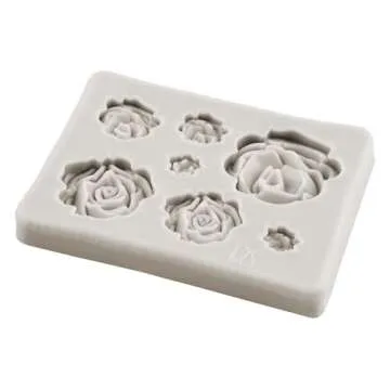 MINFEIDMS Rose Flower Silicone Mold Daisy Flower Fondant Molds Fern Leaves Candy Mold Rose Leaf Molds For Cake Decorating Cupcake Topper Chocolate Gum Paste Polymer Clay Set Of 4
