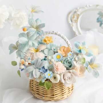 MINFEIDMS Rose Flower Silicone Mold Daisy Flower Fondant Molds Fern Leaves Candy Mold Rose Leaf Molds For Cake Decorating Cupcake Topper Chocolate Gum Paste Polymer Clay Set Of 4