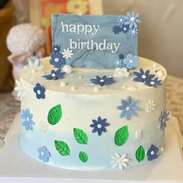 MINFEIDMS Rose Flower Silicone Mold Daisy Flower Fondant Molds Fern Leaves Candy Mold Rose Leaf Molds For Cake Decorating Cupcake Topper Chocolate Gum Paste Polymer Clay Set Of 4