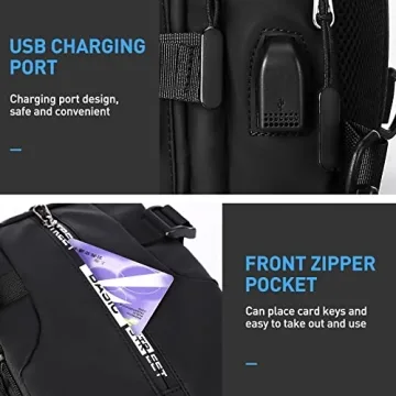 SEAFEW Anti Theft Sling Backpack with USB Port