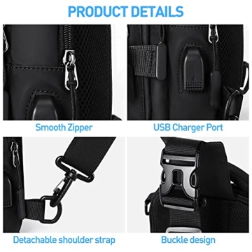 SEAFEW Anti Theft Sling Backpack with USB Port